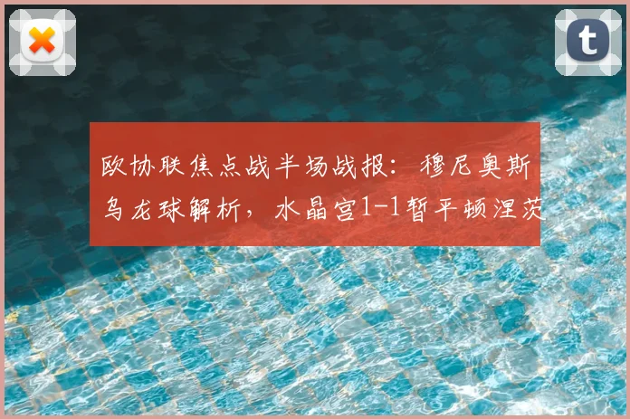 欧协联焦点战半场战报：穆尼奥斯乌龙球解析，水晶宫1-1暂平顿涅茨克矿工